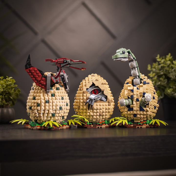 All Three Dinosaur Eggs built with LEGO® bricks - by Bricker Builds