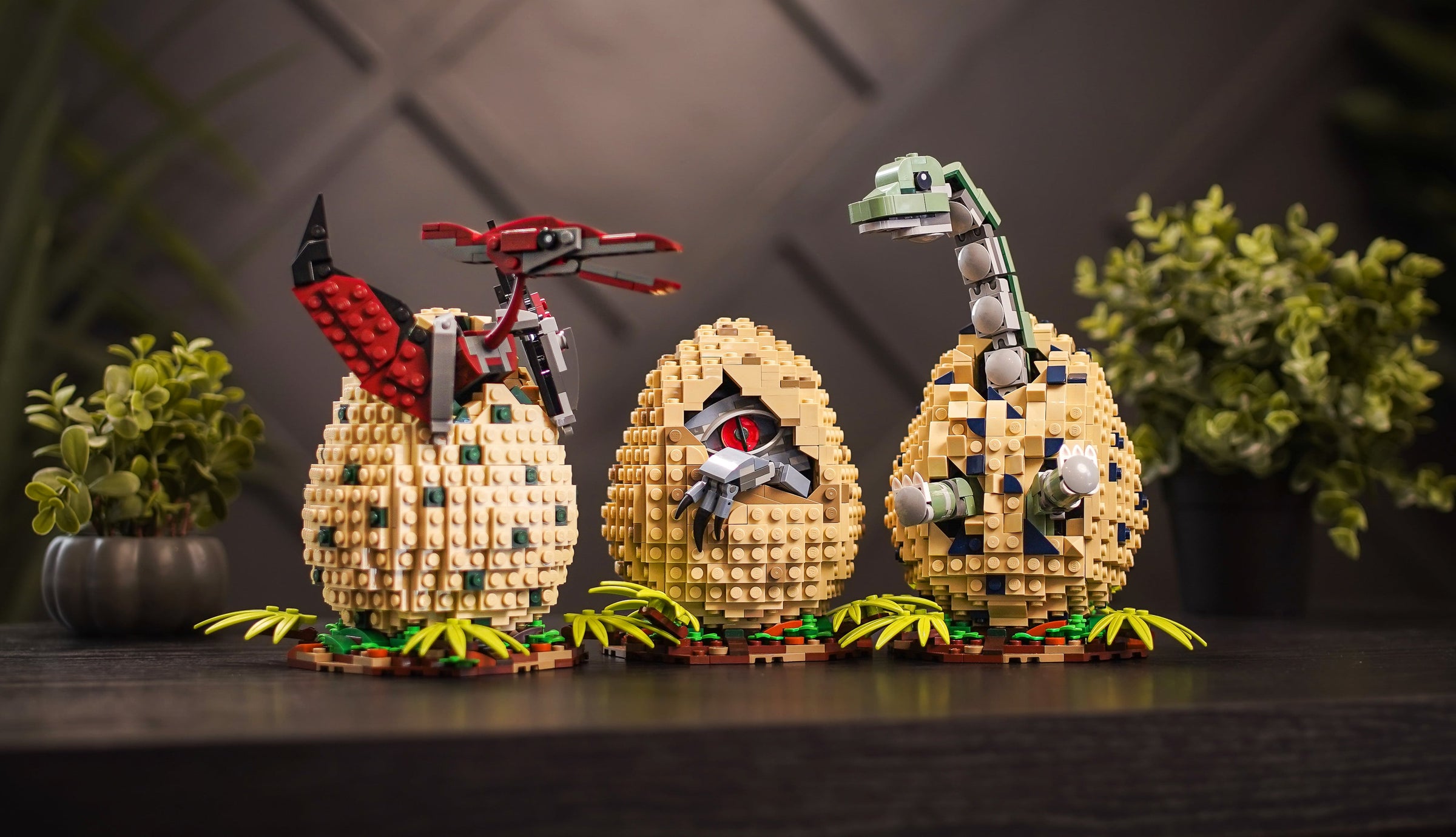 Dino Eggs Life-Sized Jurassic Replicas in LEGO Bricks Lifestyle Photography