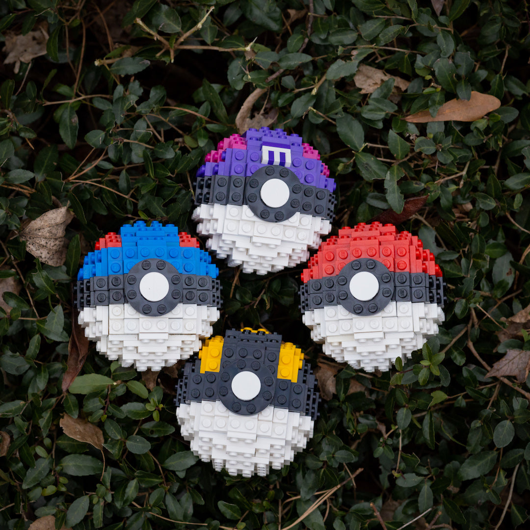 Pocket spheres on bush made of LEGO bricks