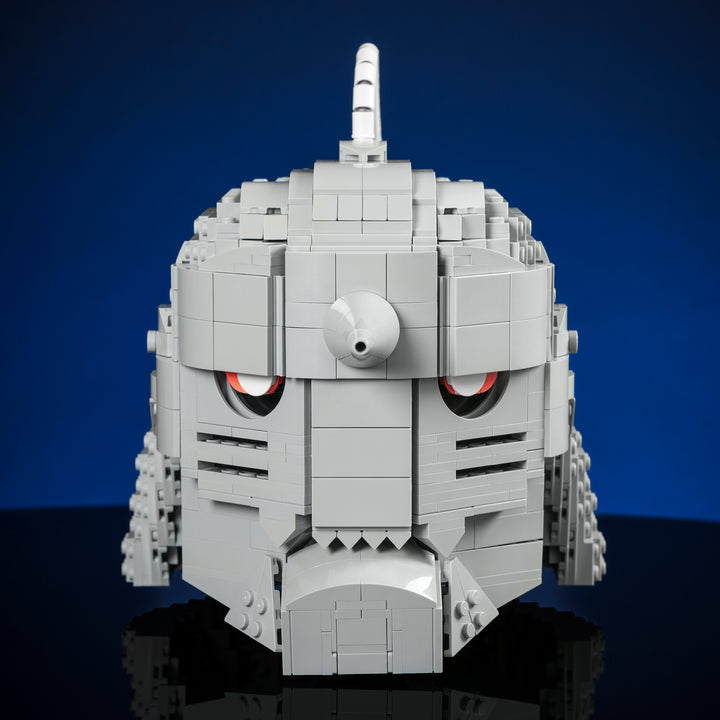 Alchemy Helmet made of LEGO bricks studio photo front face