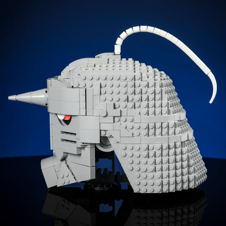 Alchemy Helmet made of LEGO bricks studio photo left
