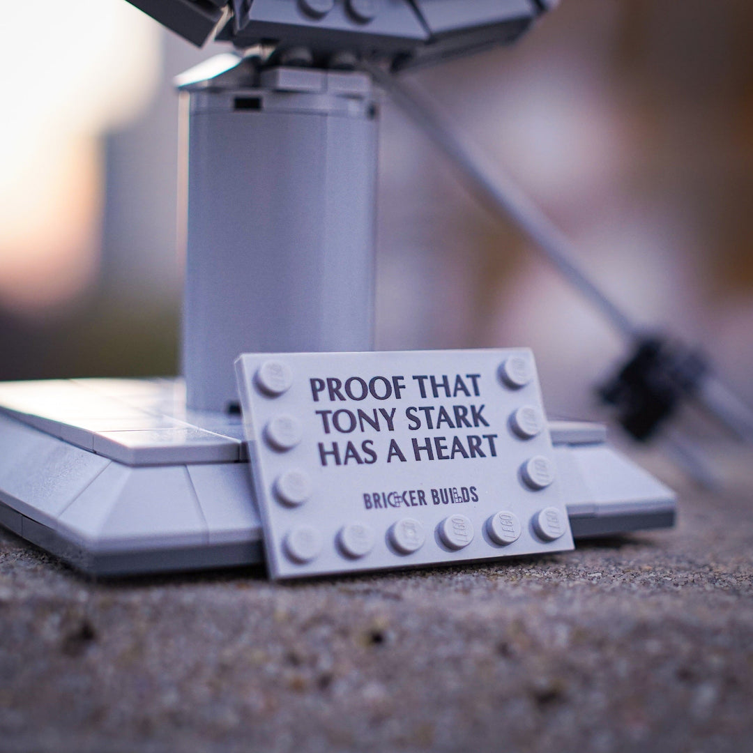 Tony Stark's Arc Reactor Life-Sized Replica built with LEGO® bricks - by Bricker Builds detail shot of custom printed tile