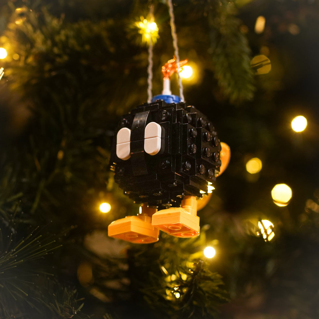 Mini Angry Bomb hanging on the Christmas tree Life-Sized Replica in LEGO Bricks by Bricker Builds