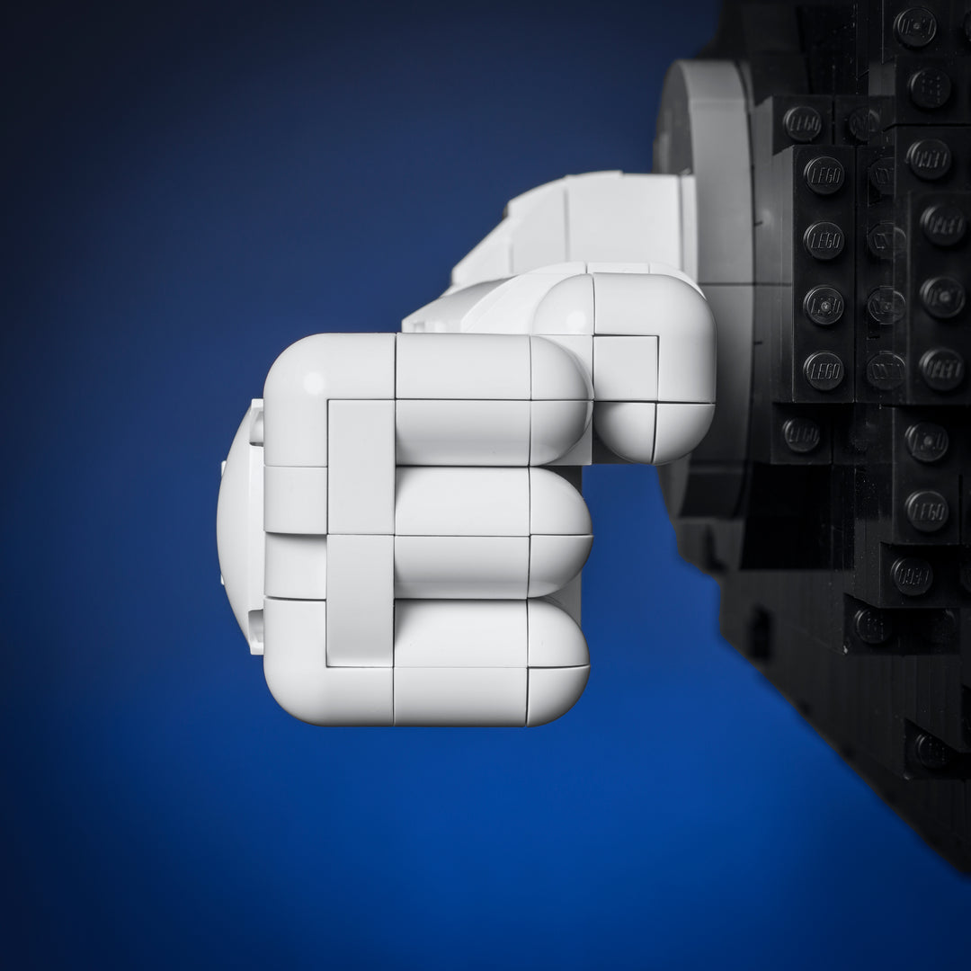 Angry Bill made of Lego bricks hand