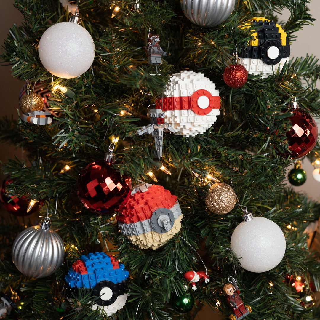 Pocket Spheres made with LEGO bricks by Bricker Builds on a Christmas tree