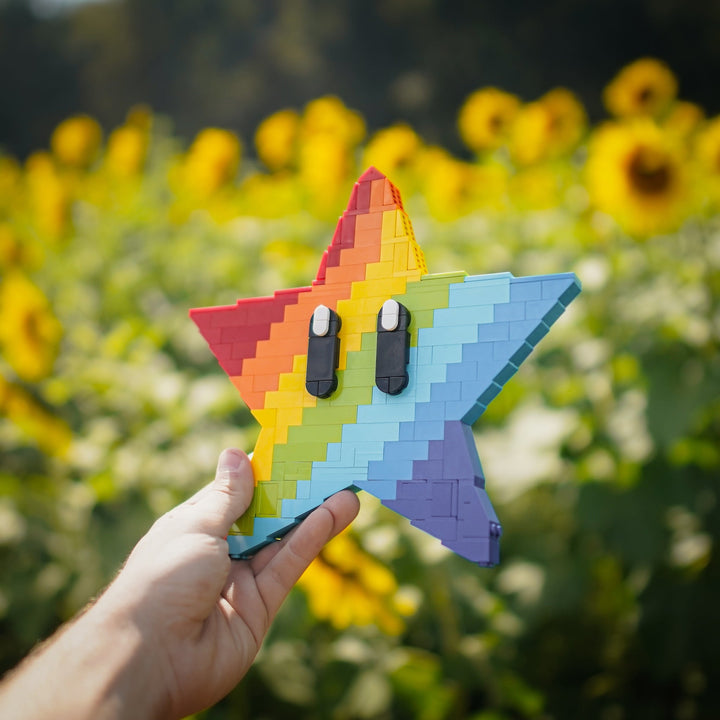 Rainbow Star Life-Sized Sculpture built with LEGO® bricks - by Bricker Builds