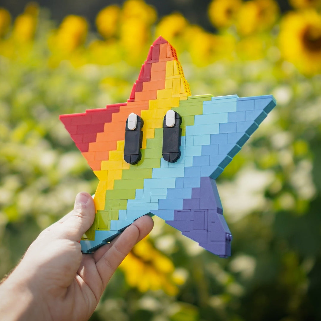 Rainbow Star Life-Sized Sculpture built with LEGO® bricks - by Bricker Builds