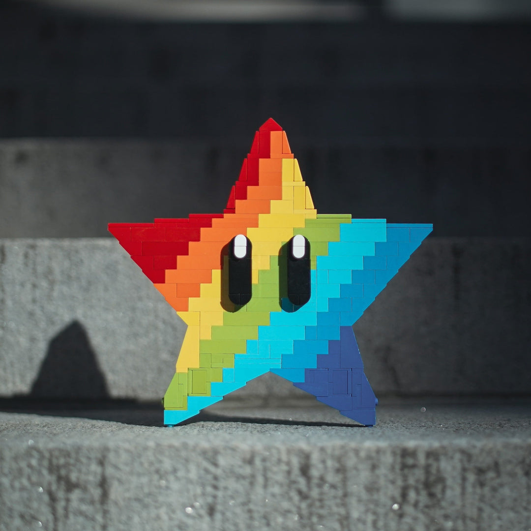 Rainbow Star Life-Sized Sculpture built with LEGO® bricks - by Bricker Builds