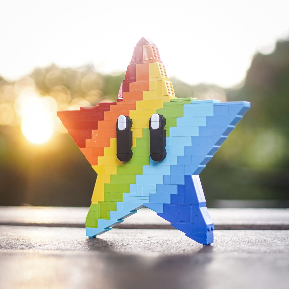 Rainbow Star Life-Sized Sculpture built with LEGO® bricks - by Bricker Builds