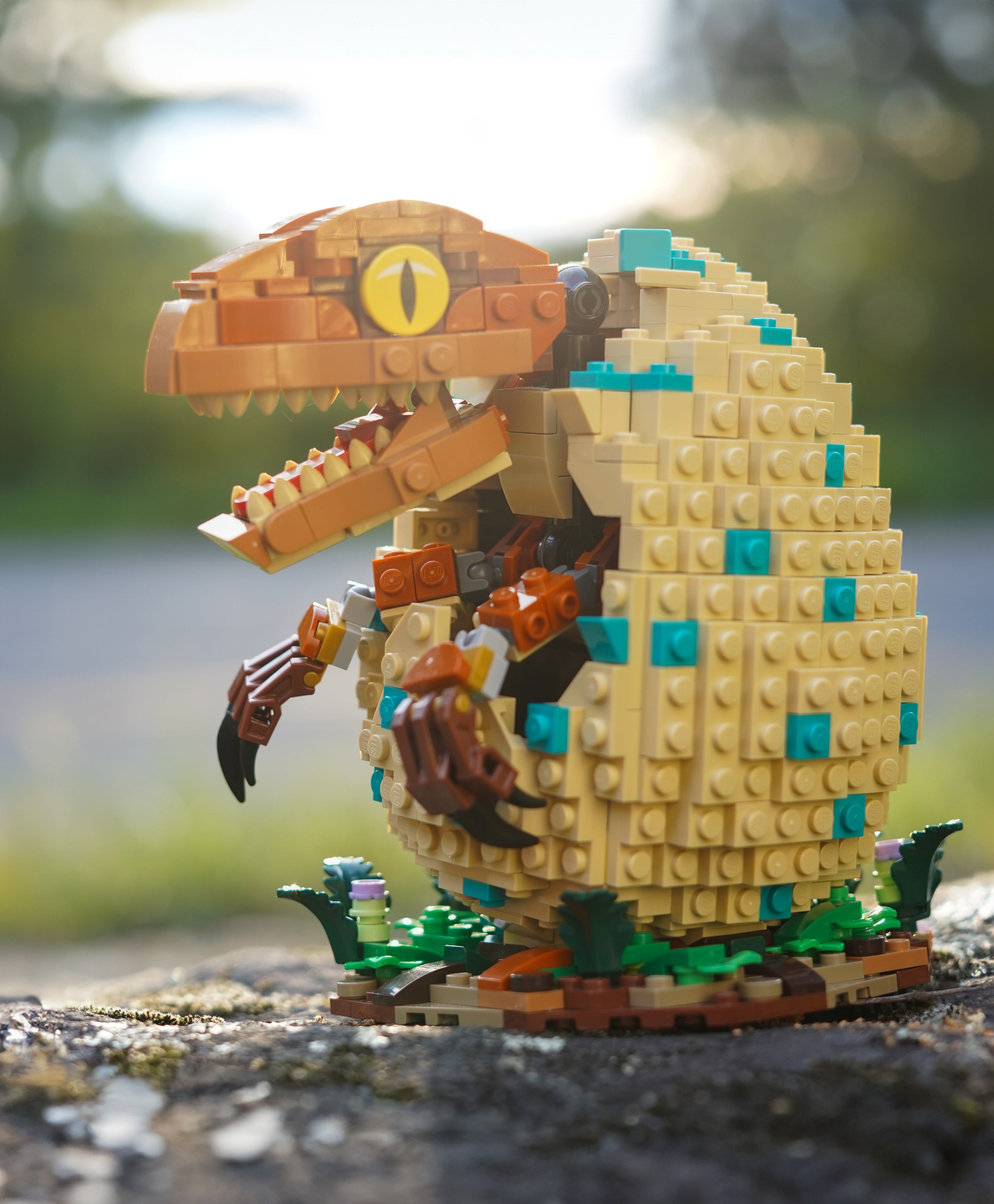 Raptor Dino Egg Built with LEGO Bricks by Bricker Builds on Stone