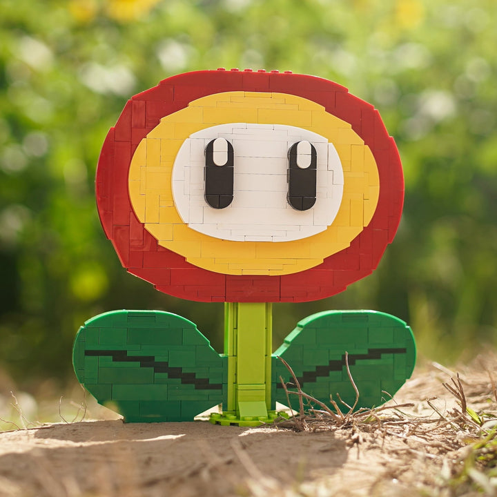 Fire Flower Life-Sized Sculpture built with LEGO® bricks - by Bricker Builds