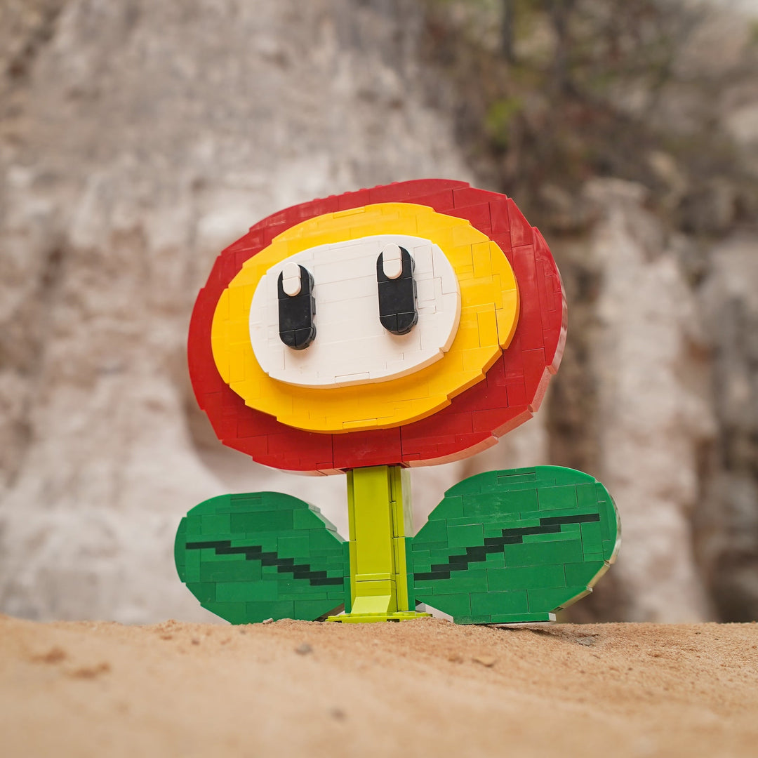 Fire Flower Life-Sized Sculpture built with LEGO® bricks - by Bricker Builds