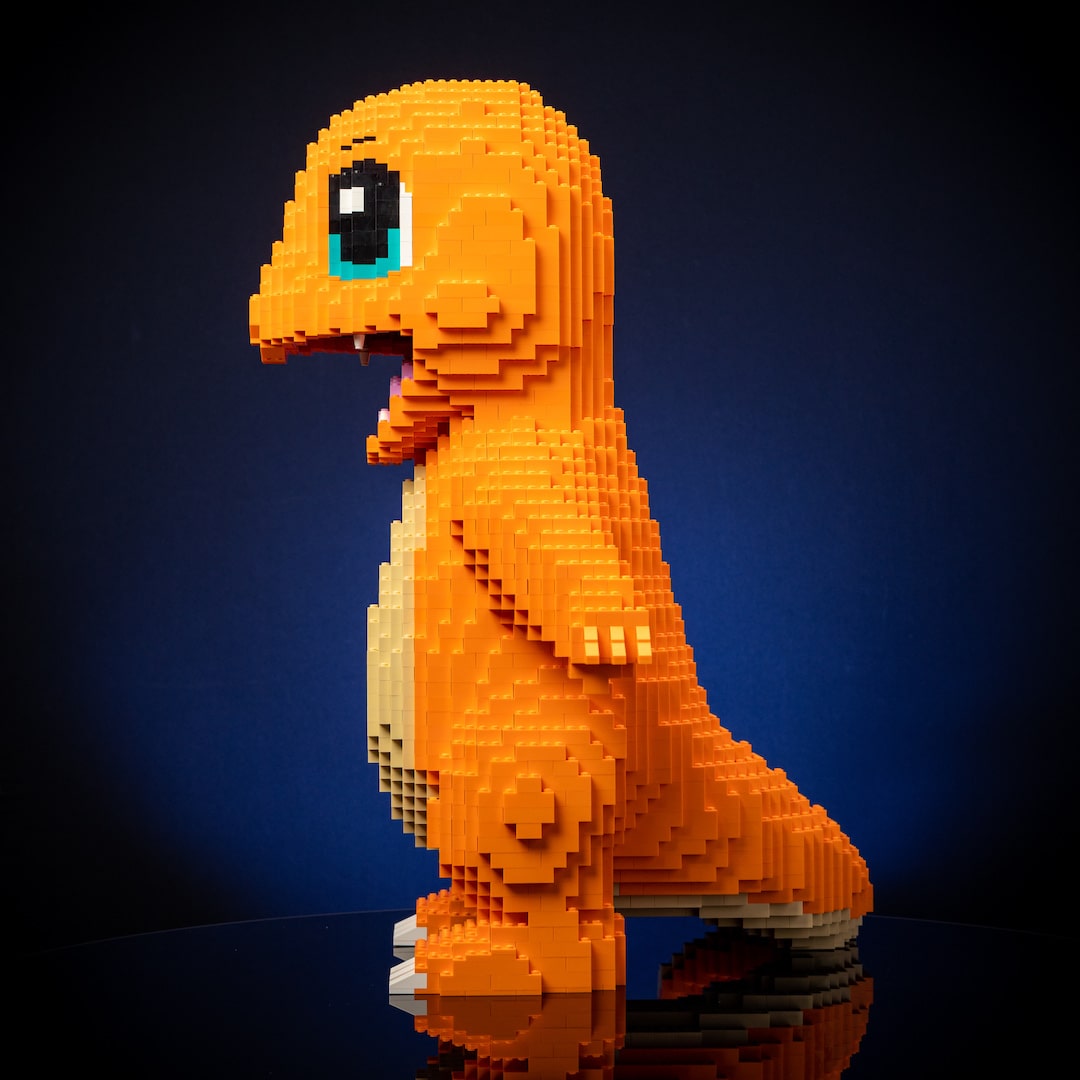 Fire Lizard Life-Sized Sculpture built with LEGO® bricks - Bricks & Instructions + FREE Light Kit by Bricker Builds