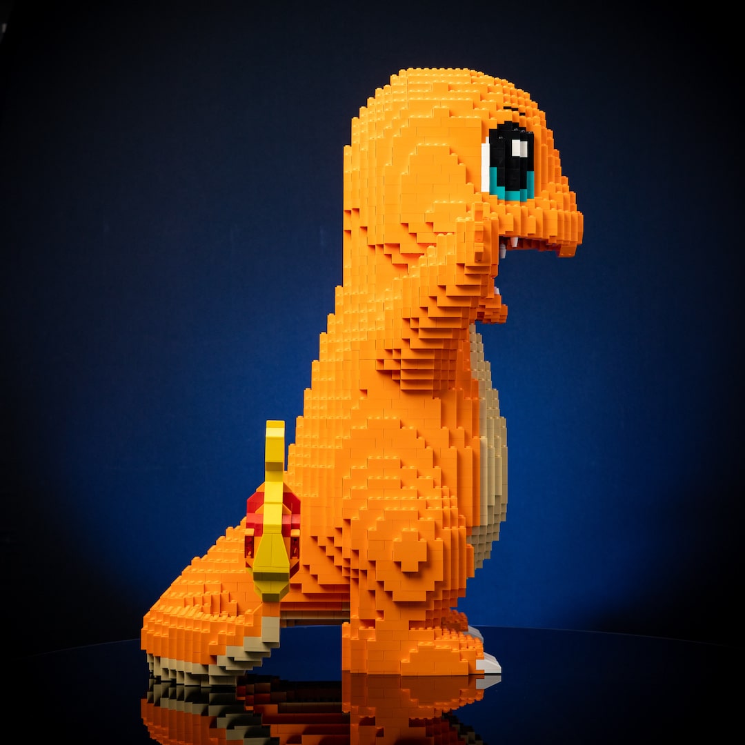 Fire Lizard Life-Sized Sculpture built with LEGO® bricks - Bricks & Instructions + FREE Light Kit by Bricker Builds