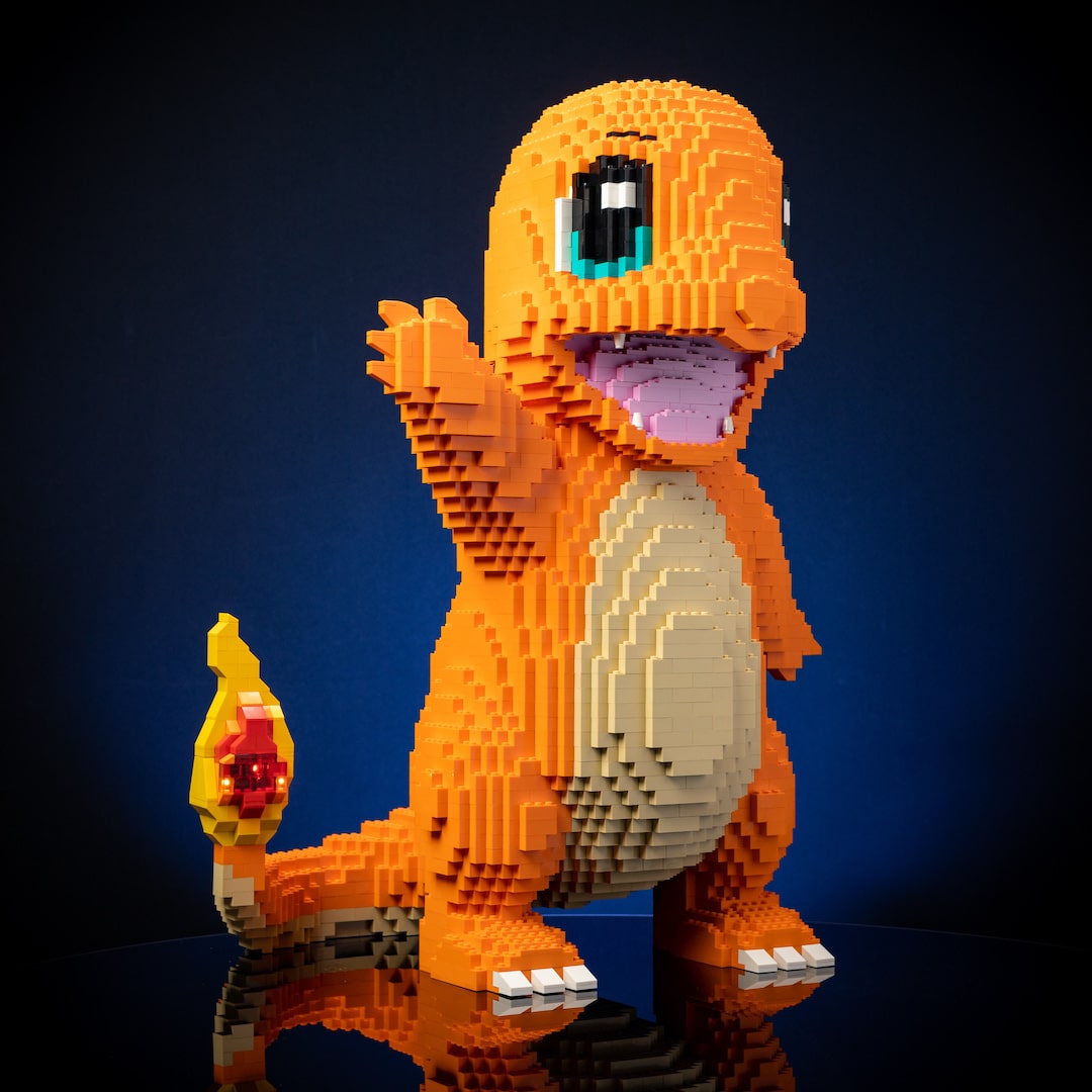 Fire Lizard Statue Fire Lizard Pocket Monster Sculpture | Build it Yourself with LEGO ...