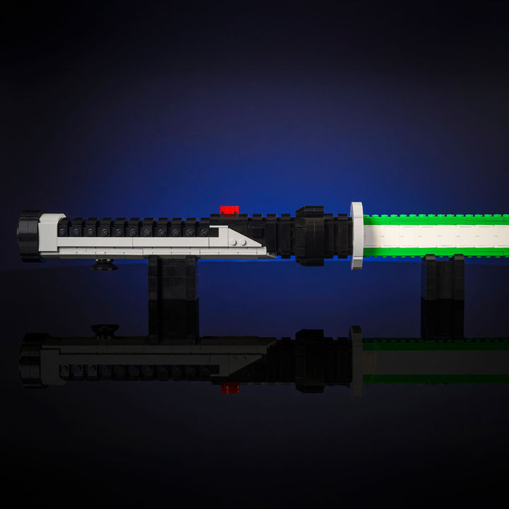 Master Jinn's Saber By Bricker Builds Made out of LEGO Bricks in a studio setting