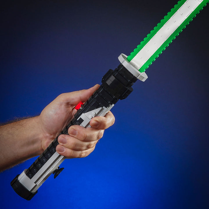 Master Jinn's Saber By Bricker Builds Made out of LEGO Bricks in a studio setting