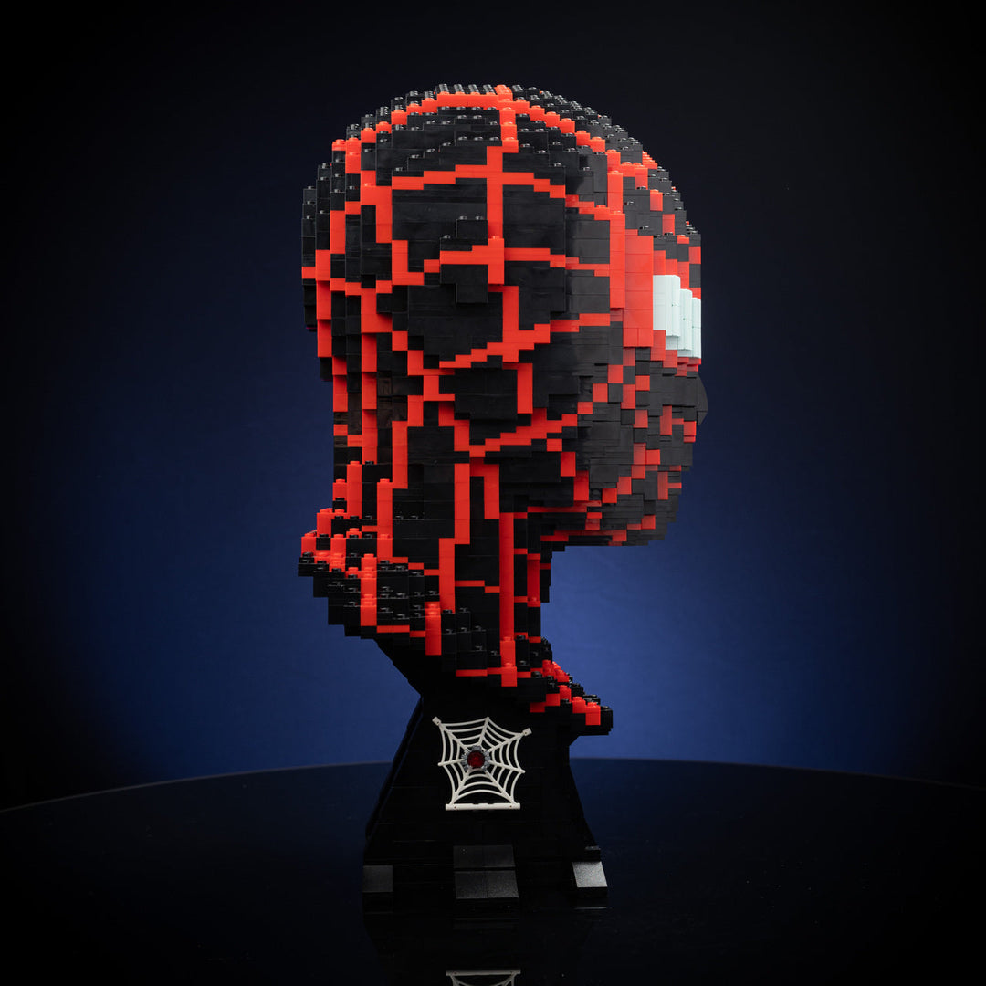 Miles (Web-Slinger) Life-Sized Bust built with LEGO® bricks - by Bricker Builds