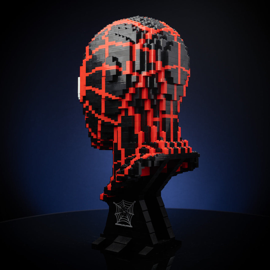 Miles (Web-Slinger) Life-Sized Bust built with LEGO® bricks - by Bricker Builds