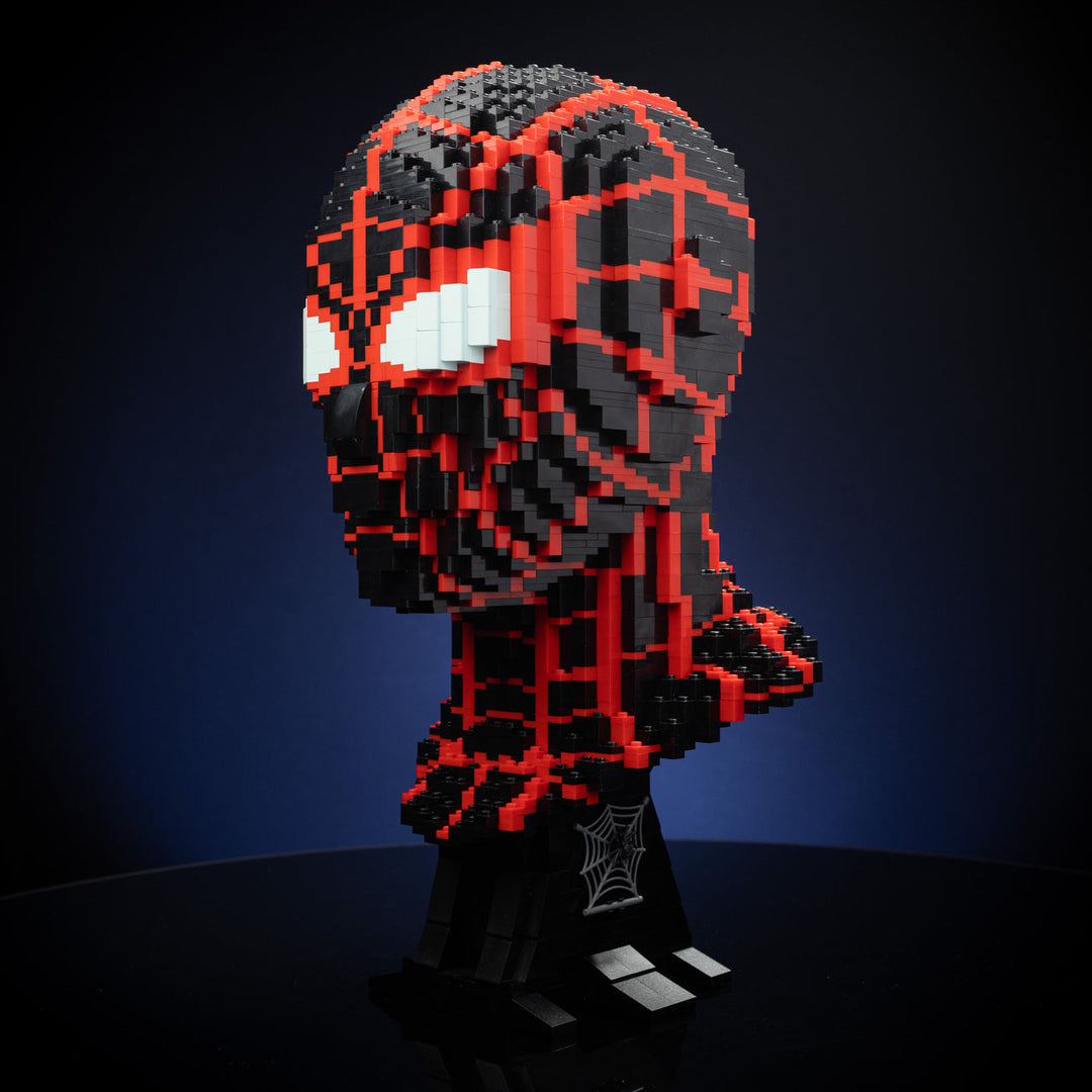 Miles (Web-Slinger) Life-Sized Bust built with LEGO® bricks - by Bricker Builds