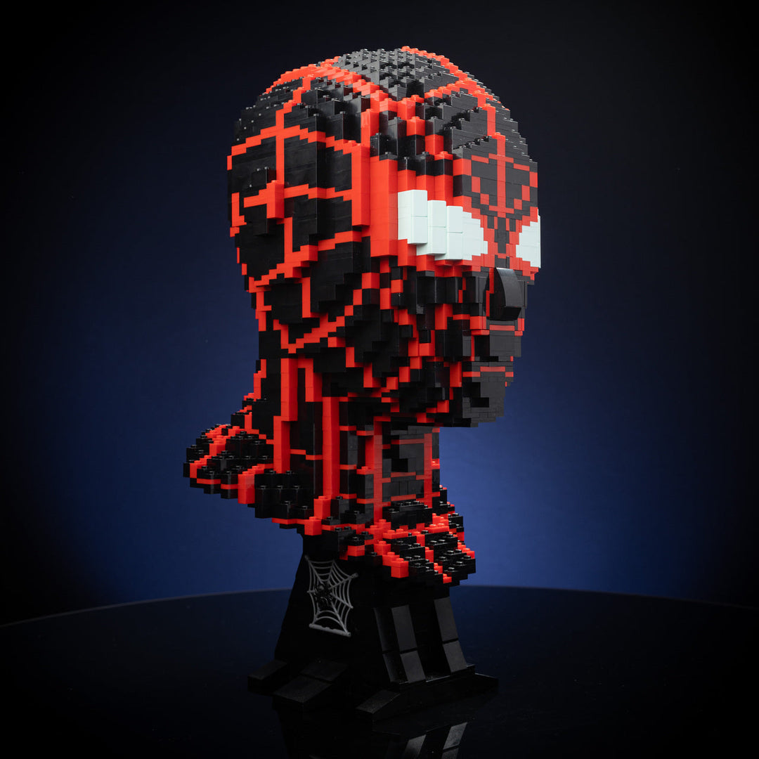 Miles (Web-Slinger) Life-Sized Bust built with LEGO® bricks - by Bricker Builds