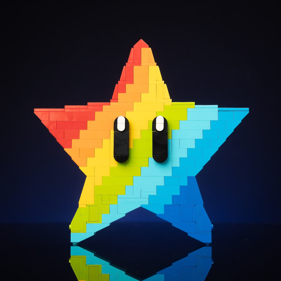 Rainbow Star Life-Sized Sculpture built with LEGO® bricks - by Bricker Builds