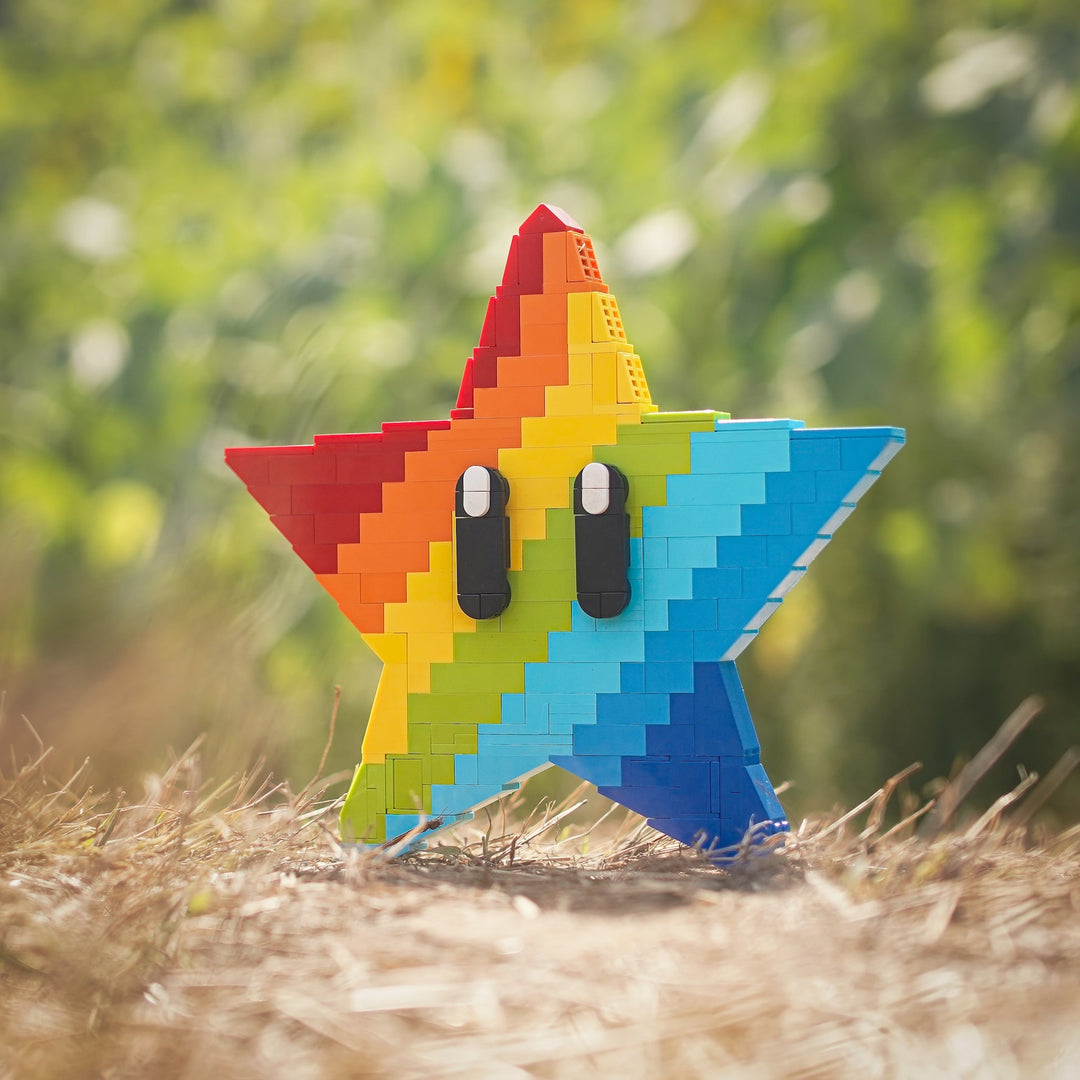 Rainbow Star Life-Sized Sculpture built with LEGO® bricks - by Bricker Builds