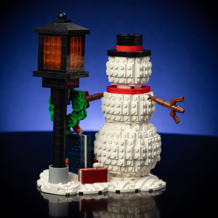 Holiday Snowman built with LEGO® bricks - by Bricker Builds