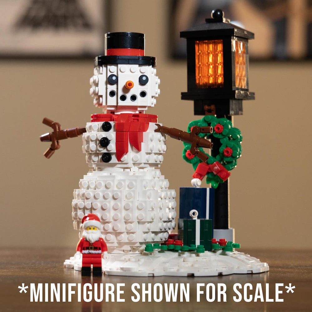 Holiday Snowman built with LEGO® bricks - by Bricker Builds