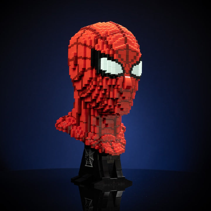 Web Slinger (No Way Home) Life-Sized Bust built with LEGO® bricks - by Bricker Builds