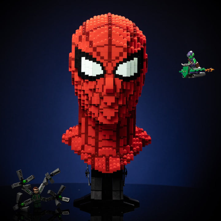 Web Slinger (No Way Home) Life-Sized Bust built with LEGO® bricks - by Bricker Builds