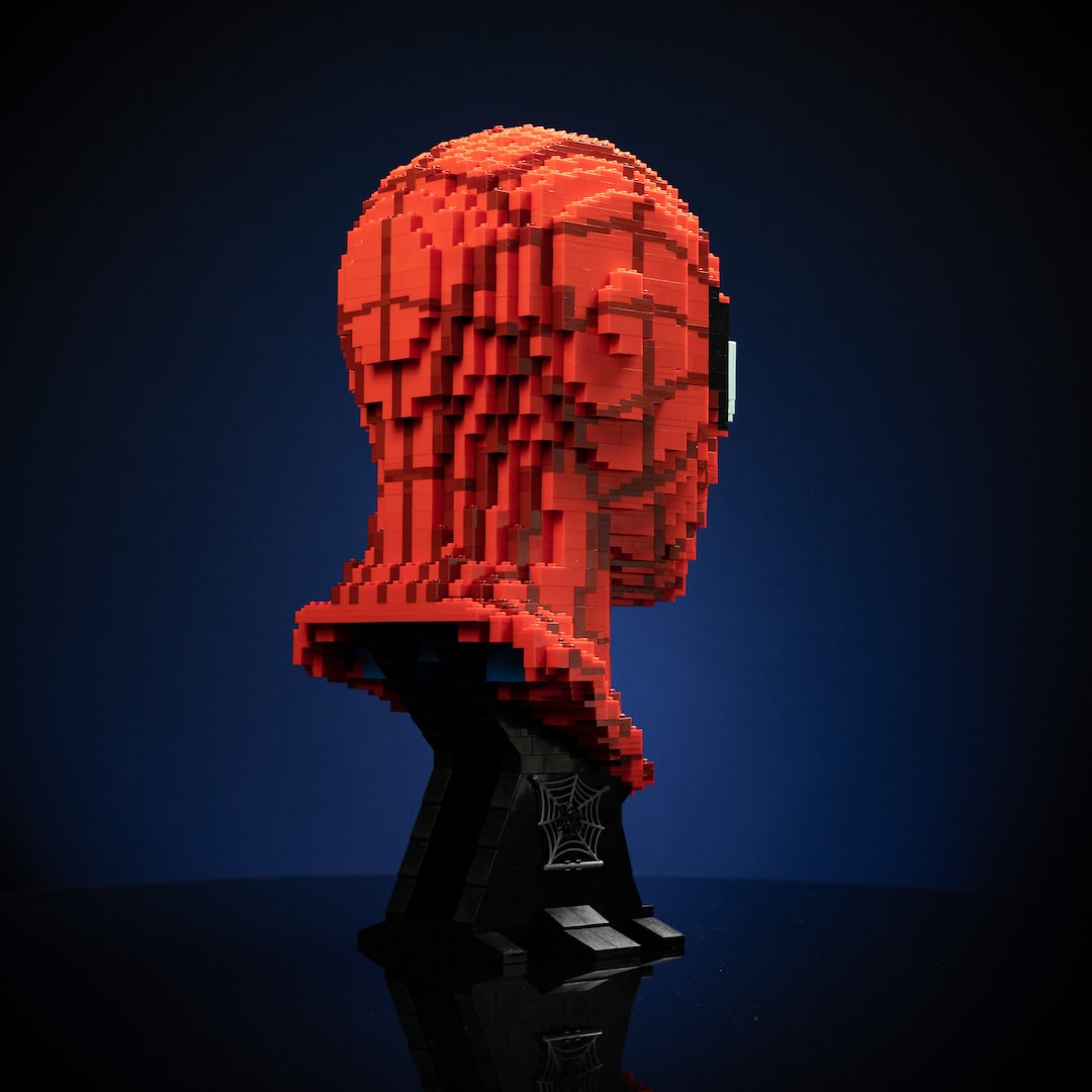 Web Slinger (No Way Home) Life-Sized Bust built with LEGO® bricks - by Bricker Builds