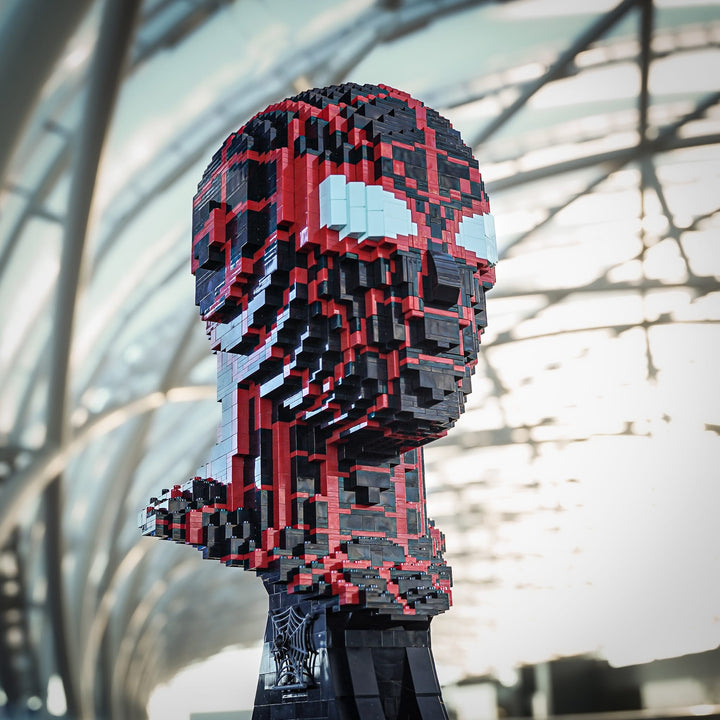 Miles (Web-Slinger) Life-Sized Bust built with LEGO® bricks - by Bricker Builds