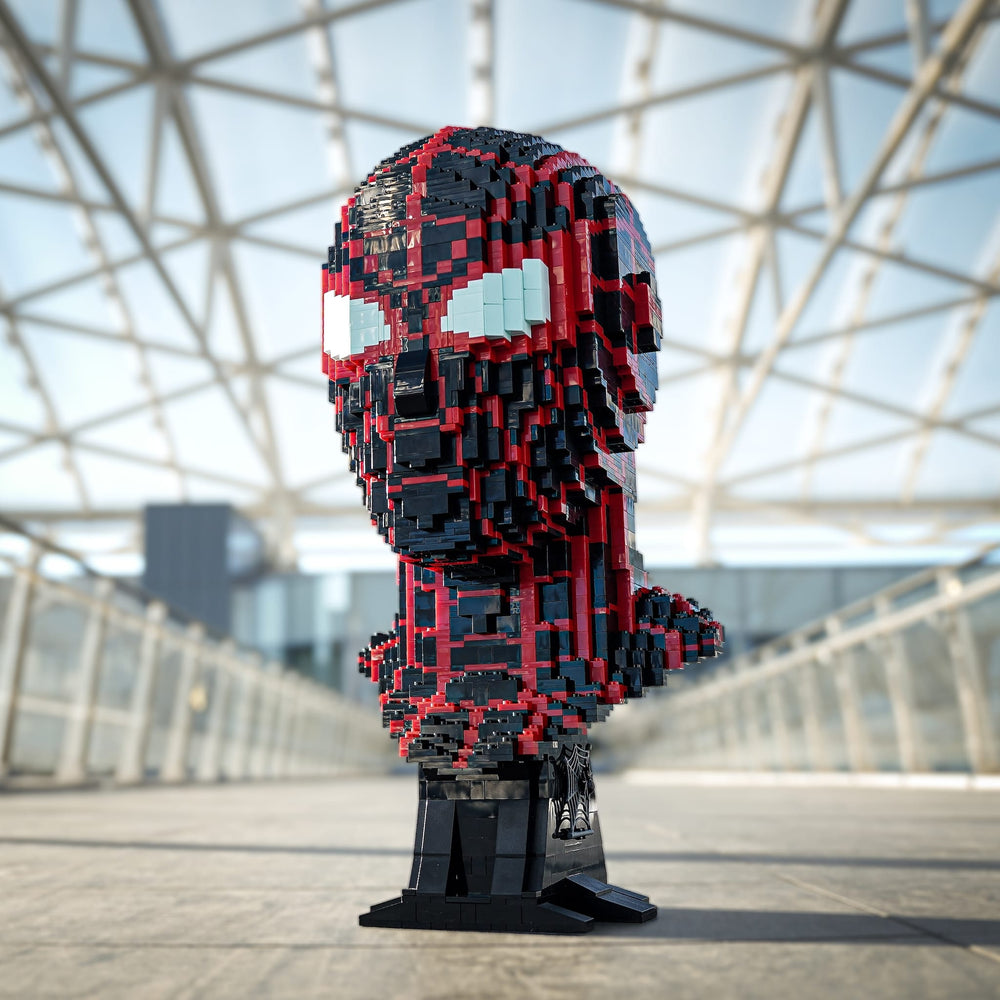 Miles (Web-Slinger) Life-Sized Bust built with LEGO® bricks - by Bricker Builds