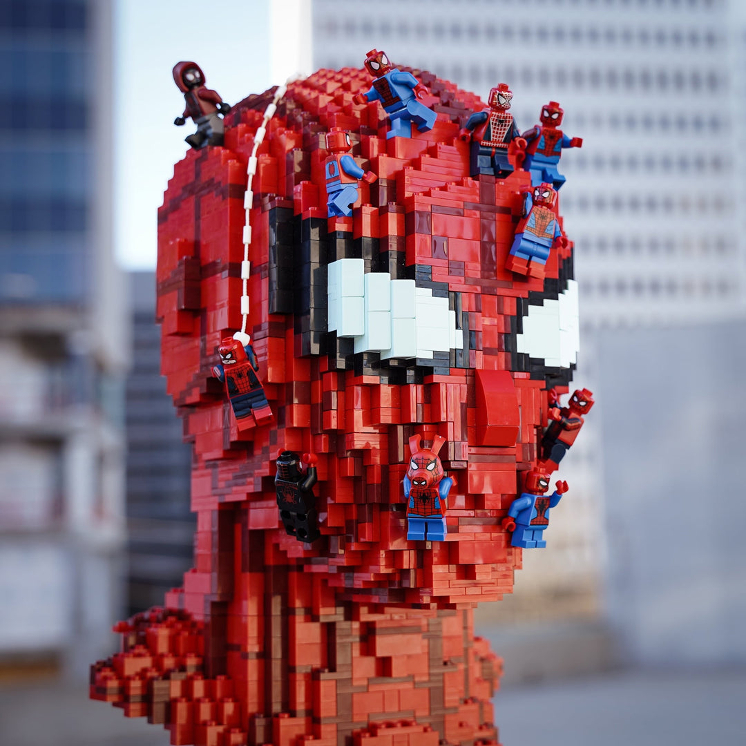 Web Slinger (No Way Home) Life-Sized Bust built with LEGO® bricks - by Bricker Builds