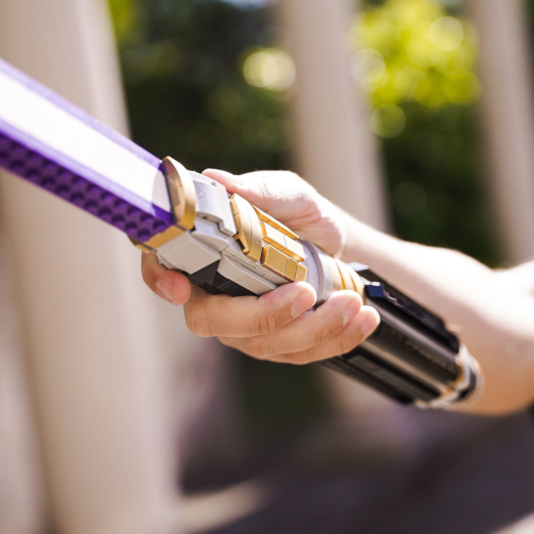 Windu's Saber Life-Sized Replica Made of LEGO® Bricks By Bricker Builds being wielded 