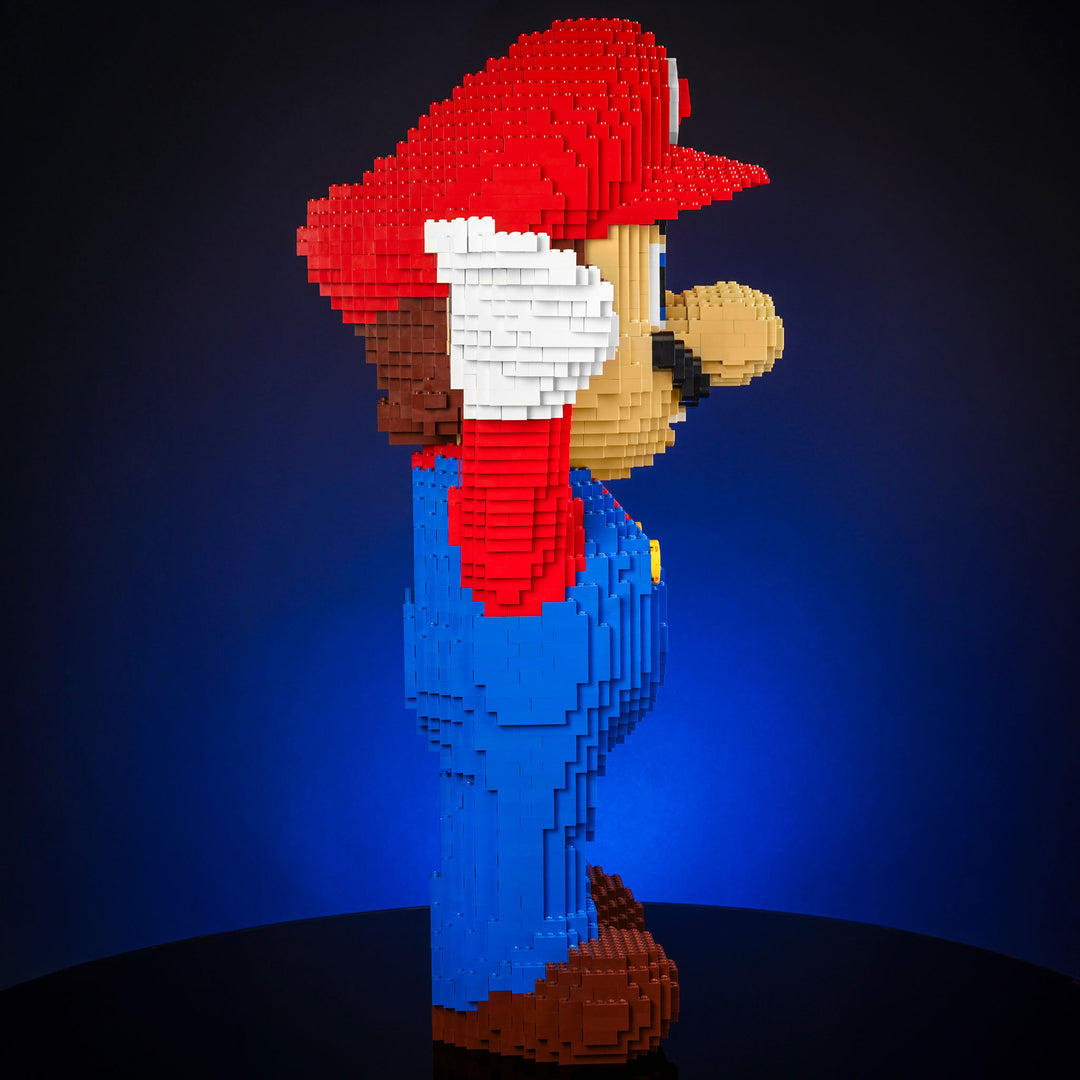 Italian Plumber Life-Sized Sculpture built with LEGO® bricks - by Bricker Builds