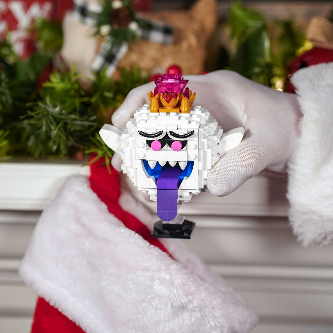 Mini King Ghost made by Bricker Builds with LEGO® bricks being put in a stocking