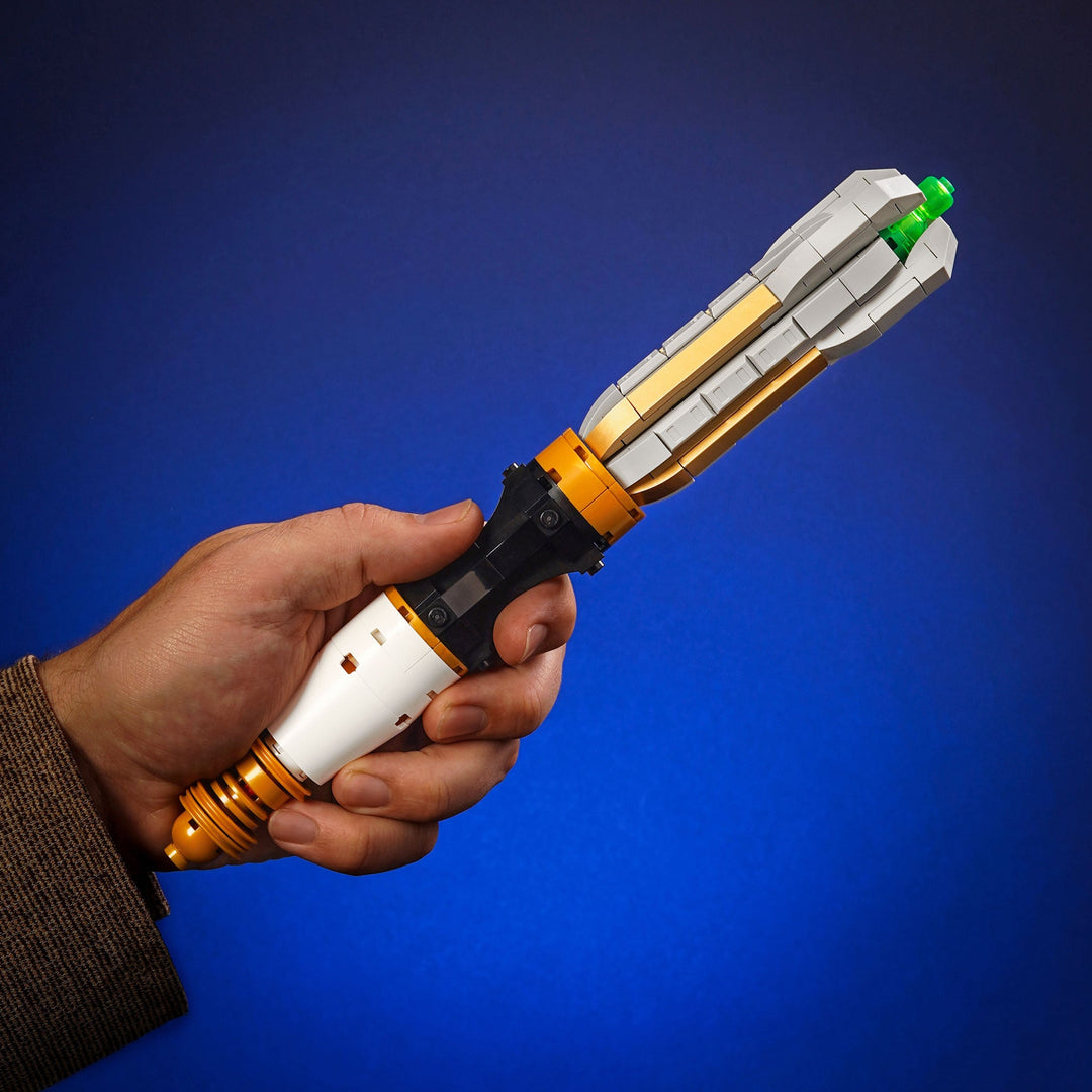 Timey Winder Made of LEGO® Bricks by Bricker Builds being held