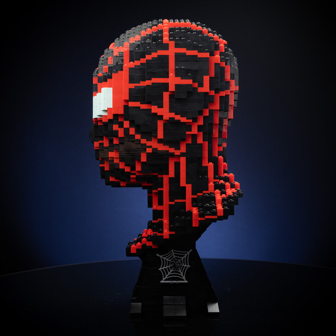 Miles (Web-Slinger) Life-Sized Bust built with LEGO® bricks - by Bricker Builds